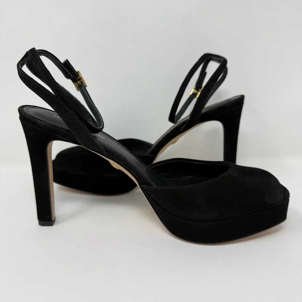 New Veronica Beard Brianne Sandals Black Suede Sz 8.5